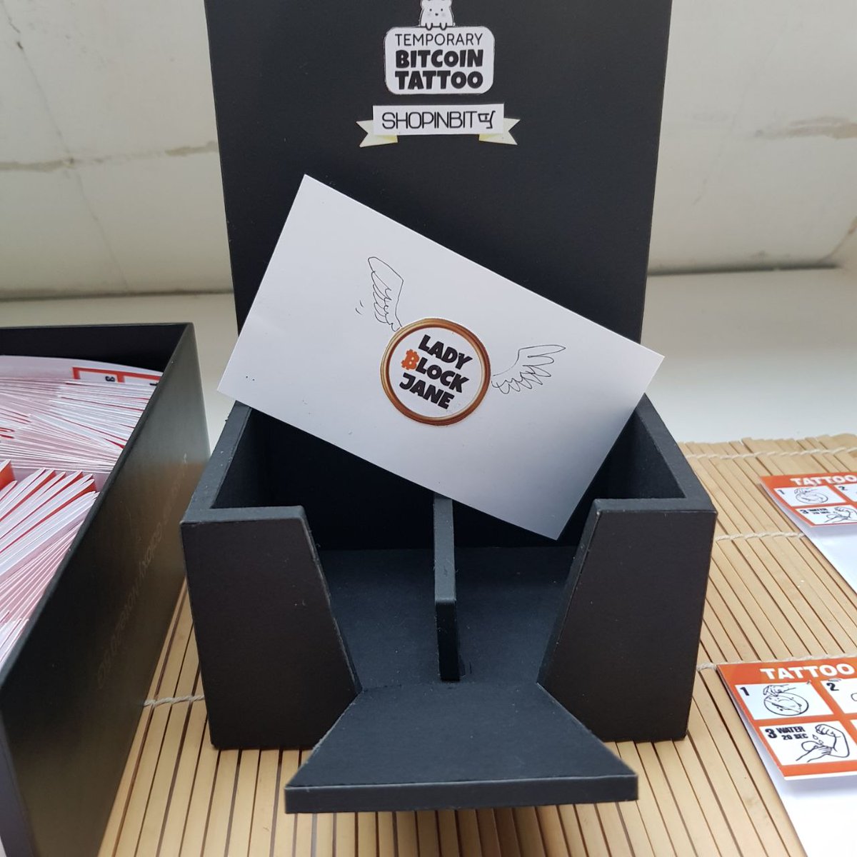 shopinbit's tweet photo. Excited to announce our SHOPINBIT SPECIAL Temporary #Bitcoin Tattoos for kids (and adults who love goofy stuff) made by @Lady_Block_Jane! Come check them out at our Booth #42 @BtcPrague and add some fun to your swag collection. #Roadtobtcprague #BitcoinKids #StickerLove #Tattoo https://t.co/1PyPBbH9L1