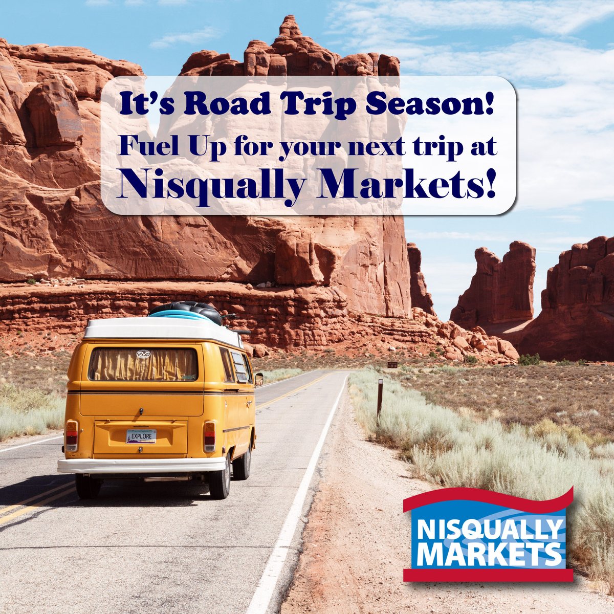 Fuel up for your next Road Trip at Nisqually Markets! Get ready for an adventure with our quality fuel and convenient amenities. Start your journey with us today! #InternationalVolkswagenBusDay #FuelUp #NisquallyMarkets