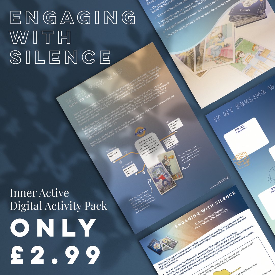 ExchangeResourc's tweet photo. Engaging with Silence - Making meanings together working with Inner Active Cards.
🔵 Mind the Gap
🔵 If my feeling was a...
🔵 Mood Journey
🔵 A Time When
🔵 Feel Good in 5
🔵 My Inner Active
https://t.co/kR3jgC1Wdr
#inneractivecards #partswork #therapyresources https://t.co/iVglcSHva2