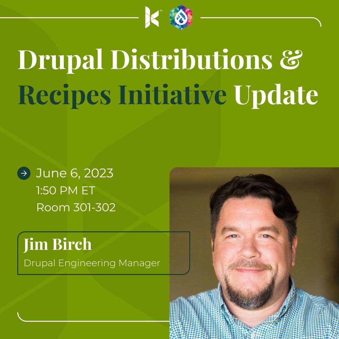 kanopi_studios's tweet image. Heading to #DrupalConPittsburgh? Join Kanopi's Jim Birch, Drupal Engineering Manager, at his panel "Drupal Distributions & Recipes Initiative Update" and learn how to contribute to the initiative.
Tuesday, June 6th at 1:50 PM
events.drupal.org/pittsburgh2023… #DrupalCon2023