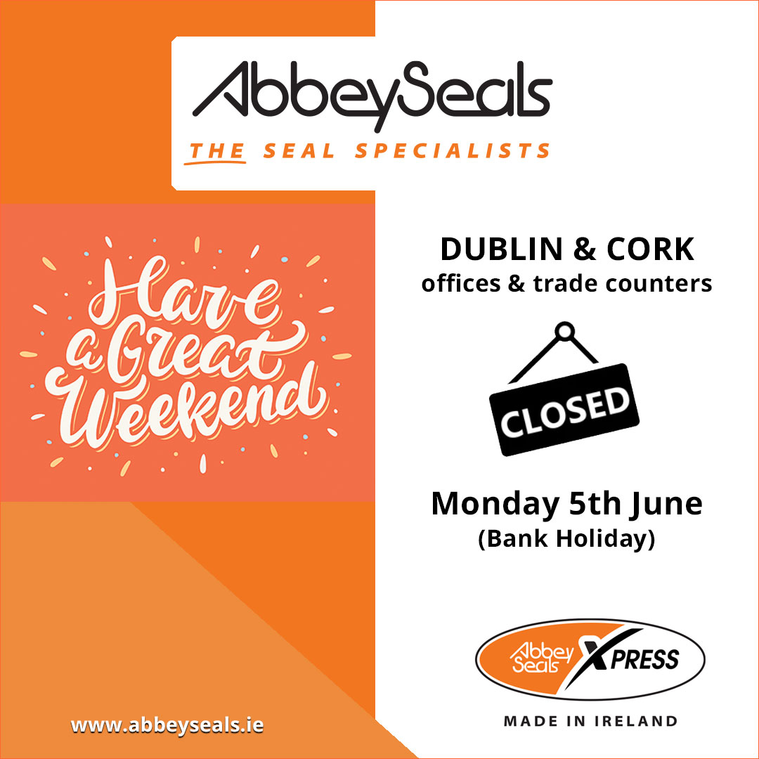 Have a great weekend everyone; see you on Tuesday! 

FYI - If you're out and about, 'Bloom' is on in Phoenix Park 🌼🌷☀️☘️

#abbeysealsdublin #abbeysealscork #abbeysealsxpress #seals #gaskets #bankholiday #longweekend #closedmonday