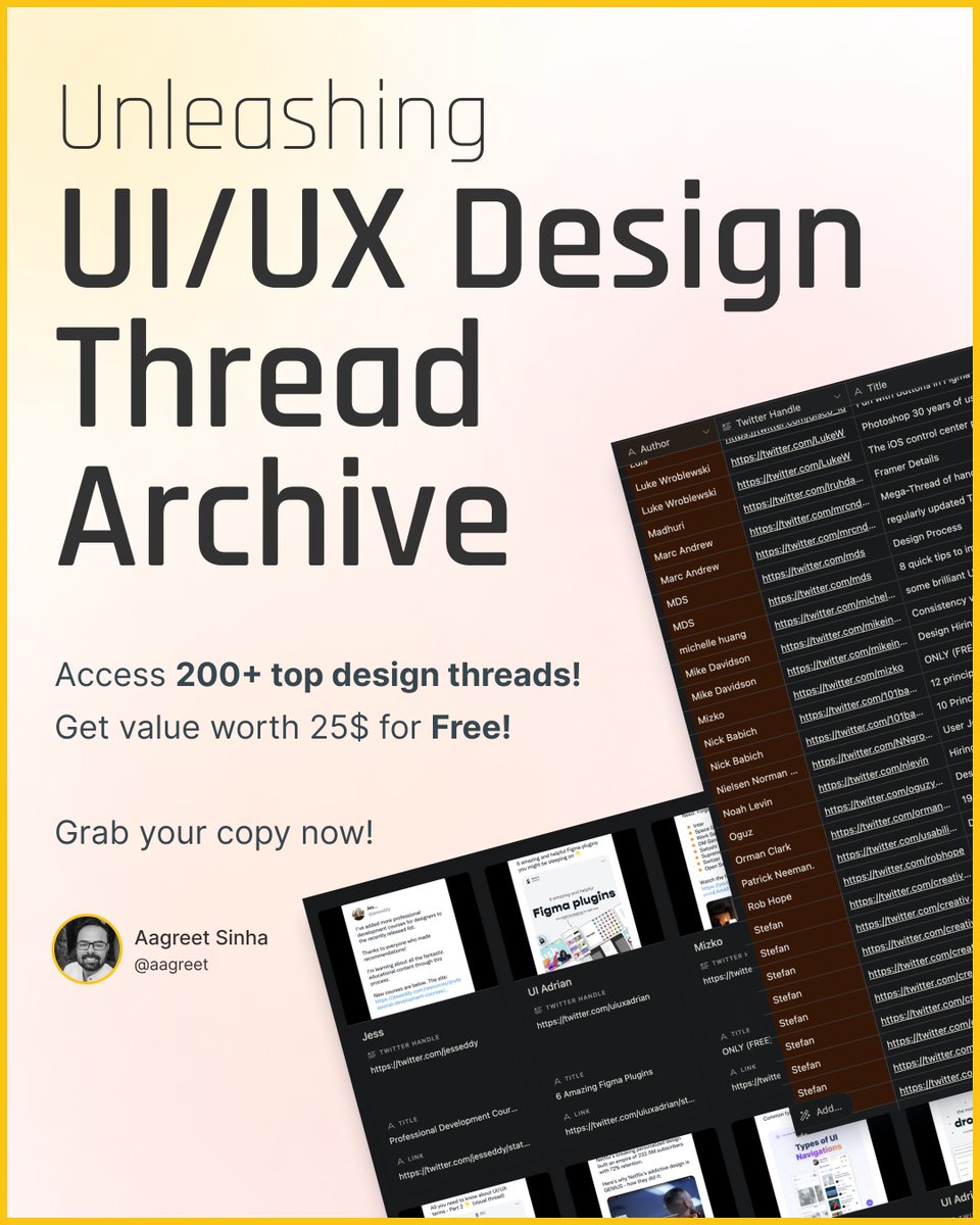 aagreet's tweet image. Design has become a necessity.

I've created a list of 200+ top design resources.

This will sky-rocket your growth.

It's $25, but for the next 24 hours, it's free!

All you need to do is
1. Like
2. Retweet
3. Comment "design"

Must be following to receive the DM