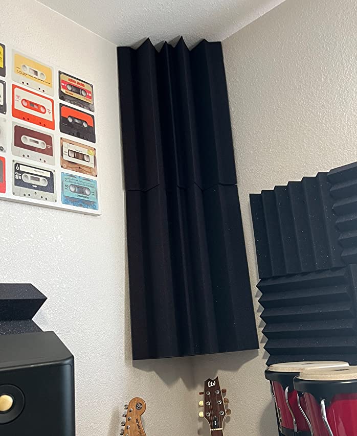 Bass traps installed in the corner of a home studio! Get superior sound performance in your recording studio with acoustic foam panels and bass traps. . . . #basstraps #recordingstudio #homerecordingstudio