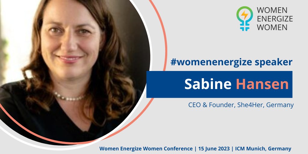 We are happy to welcome @HansenSabine as a #workschop leader at the 2nd Women Energize Women #conference on 15 June 2023 at the ICM #Munich, #Germany.

#womenenergize #womeninrenewables #energypartnerships

@BMWK @giz_gmbh @bEEmerkenswert @BSWSolareV