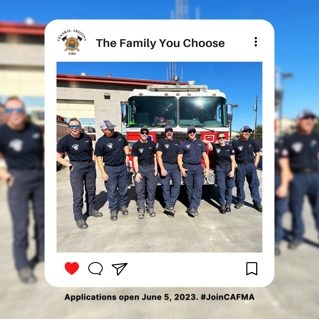 Are you ready? Firefighter recruit applications open Monday, June 5, 2023! #TheFamilyYouChoose 👩‍🚒🧑‍🚒 #JoinCAFMA #AZFire