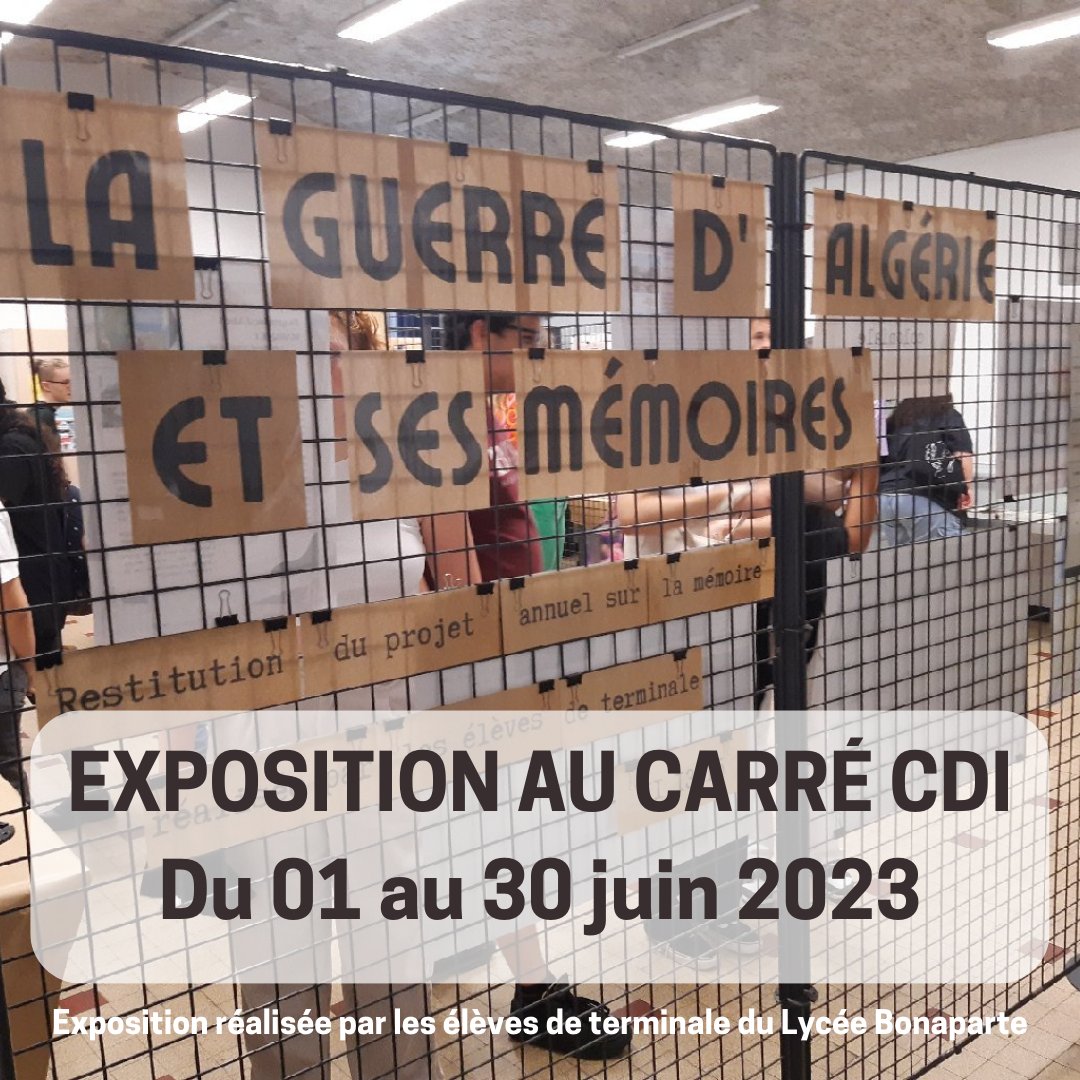 Le Carré CDI accueille la restitution du projet annuel sur les mémoires de la guerre d'Algérie. Un travail remarquable réalisé par les élèves de 3 classes de terminale et 3 groupes de spécialité HGGSP tout au long de l'année. #memoire
