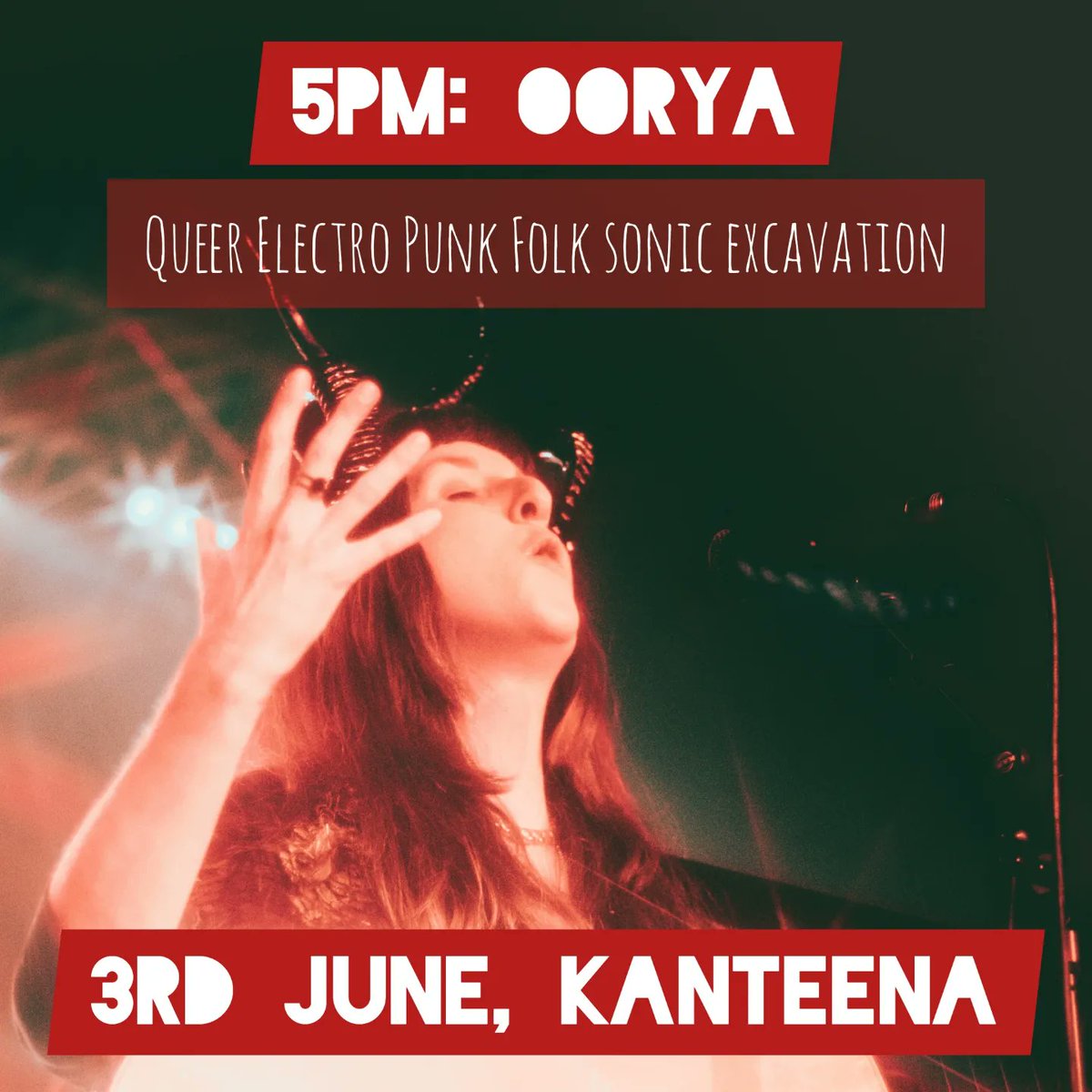 At 5pm the 'breathtaking' queer electro folk punk sonic experience of @OORYA4 will transcend you into the mycelium with the assistance of Eon the support dinosaur. NOT TO BE MISSED 🦕