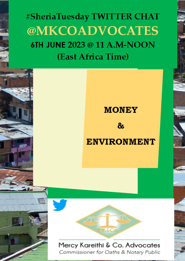 Catch up with us for our enlightening weekly #SheriaTuesday Tweetchat on MONEY & THE ENVIRONMENT. This Tuesday from 11A.M -NOON, we’ll  discuss the relationship between the environment, economics and explicate this in law with respect to the current emerging issues. #environment