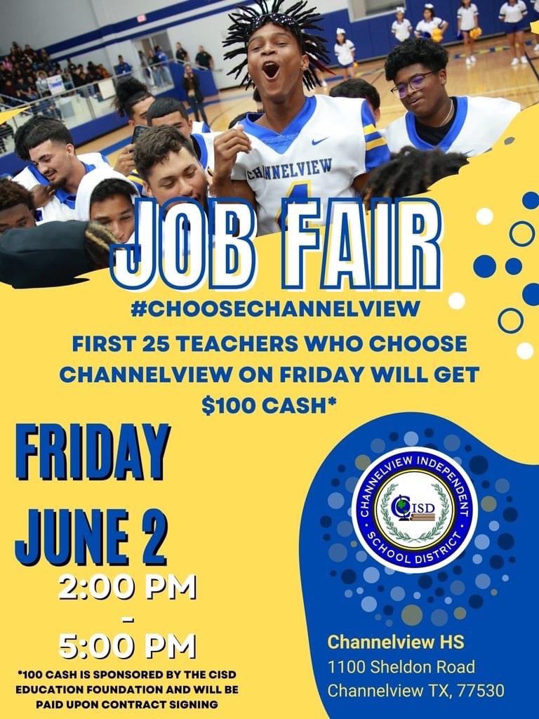 Come out today! We’d love to meet you! 
#choosechannelview
@ChannelviewISD