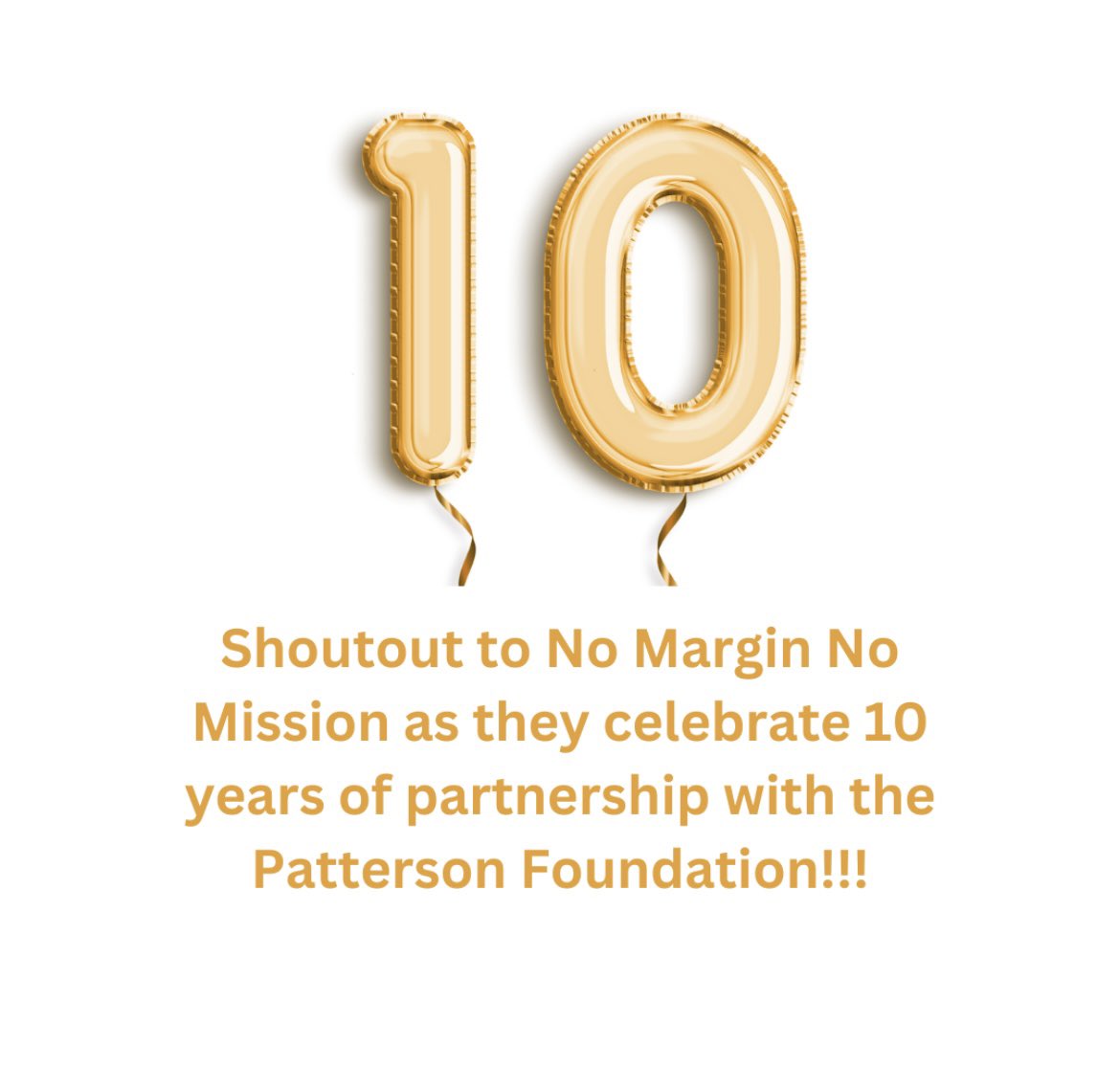 ymsuncoast's tweet photo. HAPPY ANNIVERSARY to No Margin No Mission and The Patterson Foundation as they celebrate 10 years of partnership. Thank you for teaching us all necessary skills and tips! #nomarginnomission #thepattersonfoundation https://t.co/tr3ClXkant