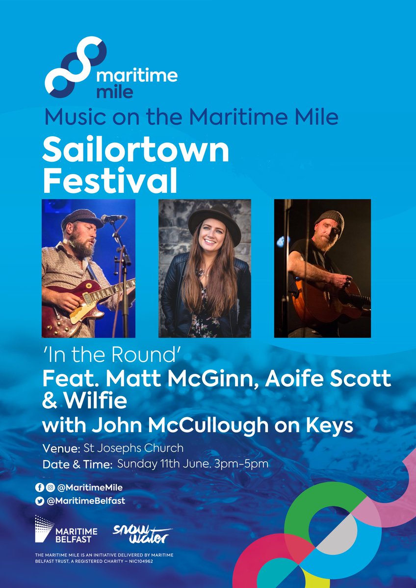 Snow Water is excited be part of the Sailortown Festival next weekend, thanks to @MaritimeBelfast Sundays on the @maritimemile free music programme! 

We promise this will be a magical afternoon @StJoesBelfast with three incredible singer-songwriters, plus John McCullough on keys