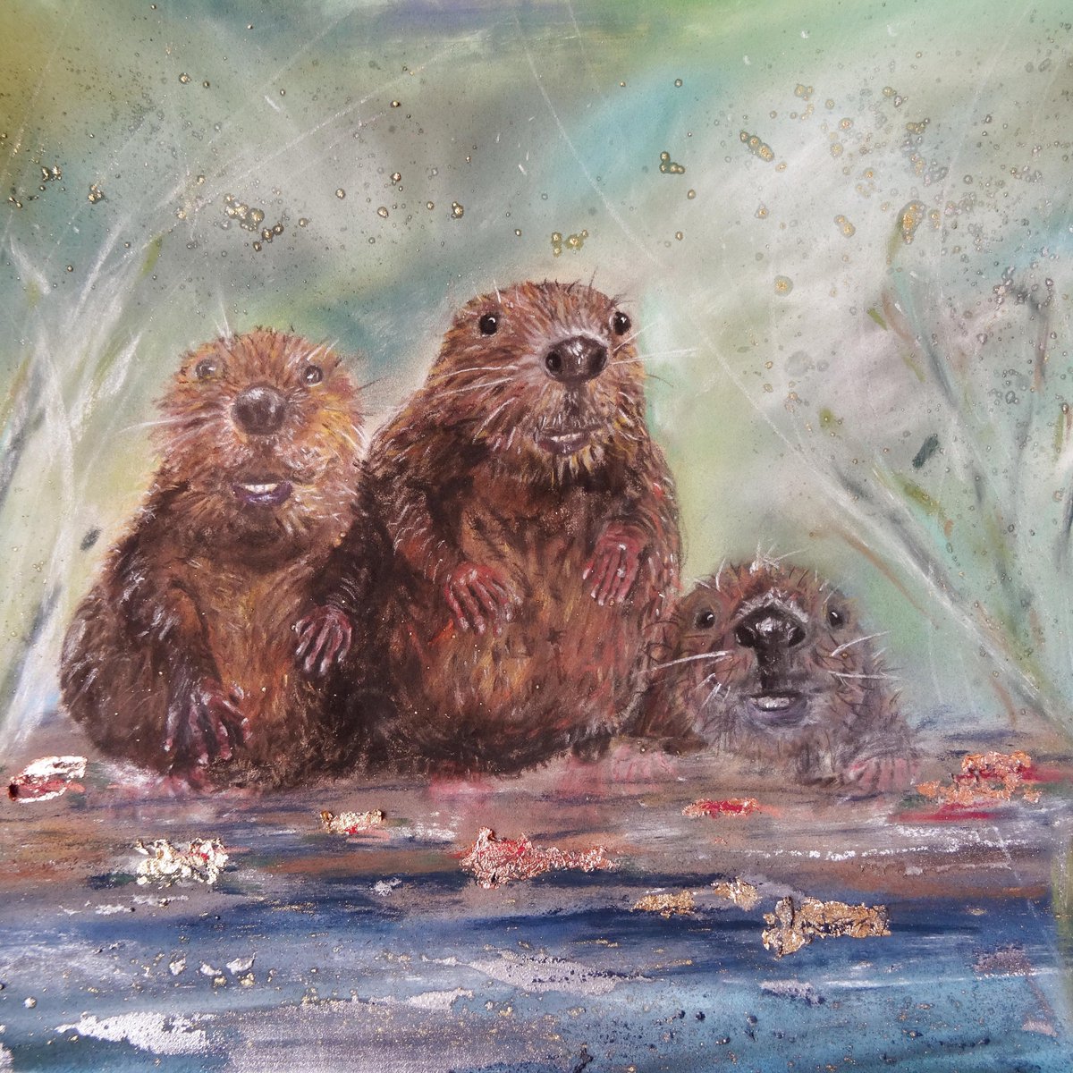 Framed signed print of Beavers. Wildlife painting. From my original watercolour. Wildlife print. etsy.me/3OTzRmK 
#framedprint   #christeninggift #newbabygift #framedwildlifeart