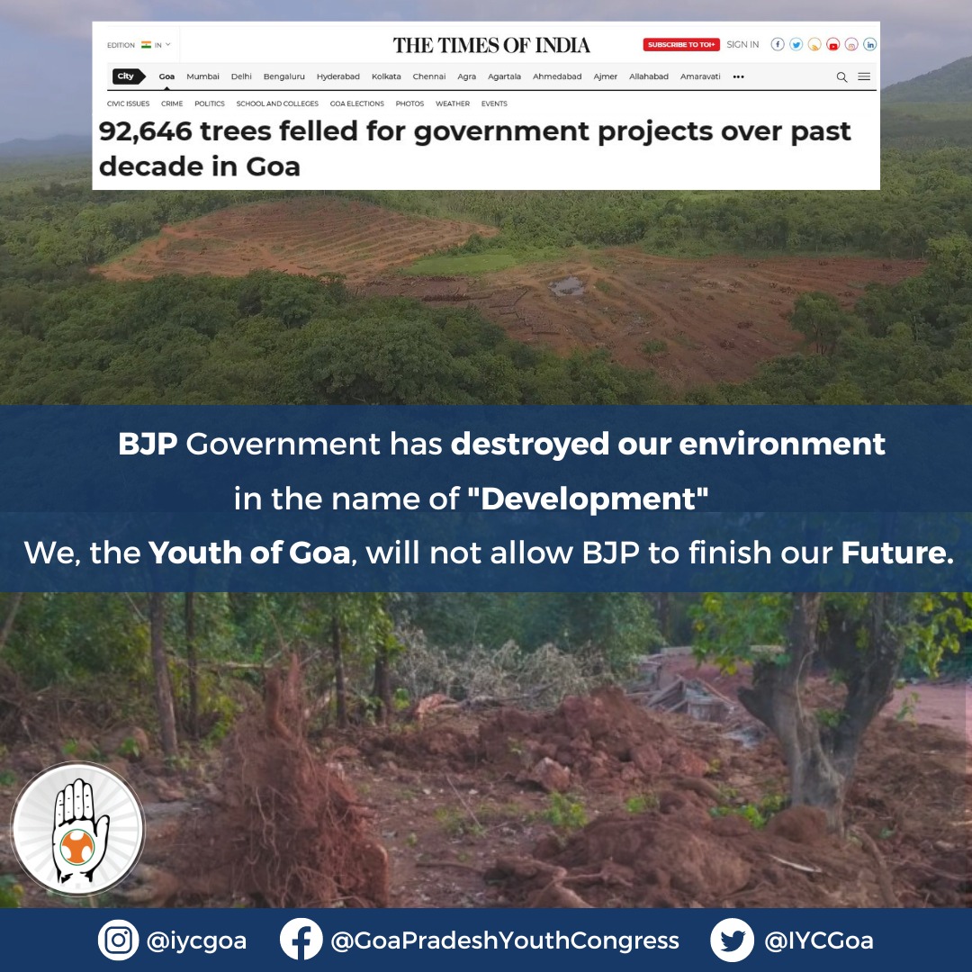 Under three consecutive #BJP Governments, 'Development' has become synonymous with rampant destruction of our environment and rich biodiversity.

Is this the 'Development' model of BJP?

#WeWantAnswers #ZobabDiSawant #OurFutureOurRight #Environment #SaveMollem #SaveOurForests
