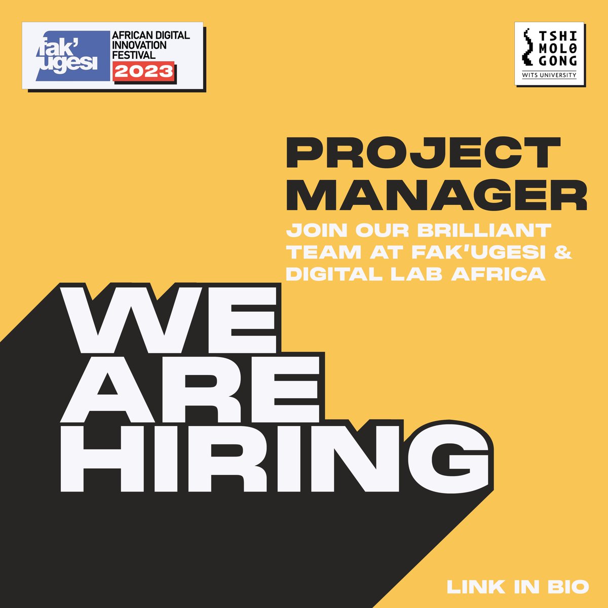 #opportunity #SouthAfrica #projectmanager
Are you a skilled project manager with a passion for the digital creative industries?
Join our team <a href="/fakugesi/">Fak'ugesi Festival</a> + <a href="/DigiLabAfrica/">Digital Lab Africa</a> and help bring cutting-edge creativity to life!
Apply by the end of day 14 June
bit.ly/fakugesi-pm23