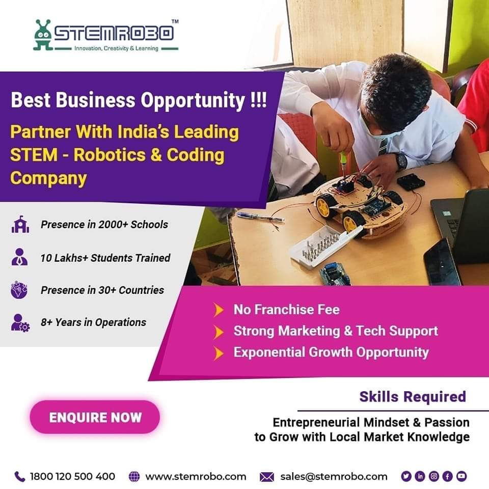 stemrobo's tweet photo. Start your own Profitable #stem & #robotics Activity Centre for Kids.
Please fill out the form-
https://t.co/oAeNZcCQ1c
#robotics #franchise #businessopportunity #business #education #stemlab #activitycentre #Edtech #coding #roboticscentreforkids #india #experience #students https://t.co/92iNh6RGUA
