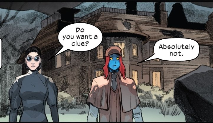 Also! 

Mystique as Sherlock Holmes is one of the most adorable things in X-Men history. 

Look at her little hat 🥰