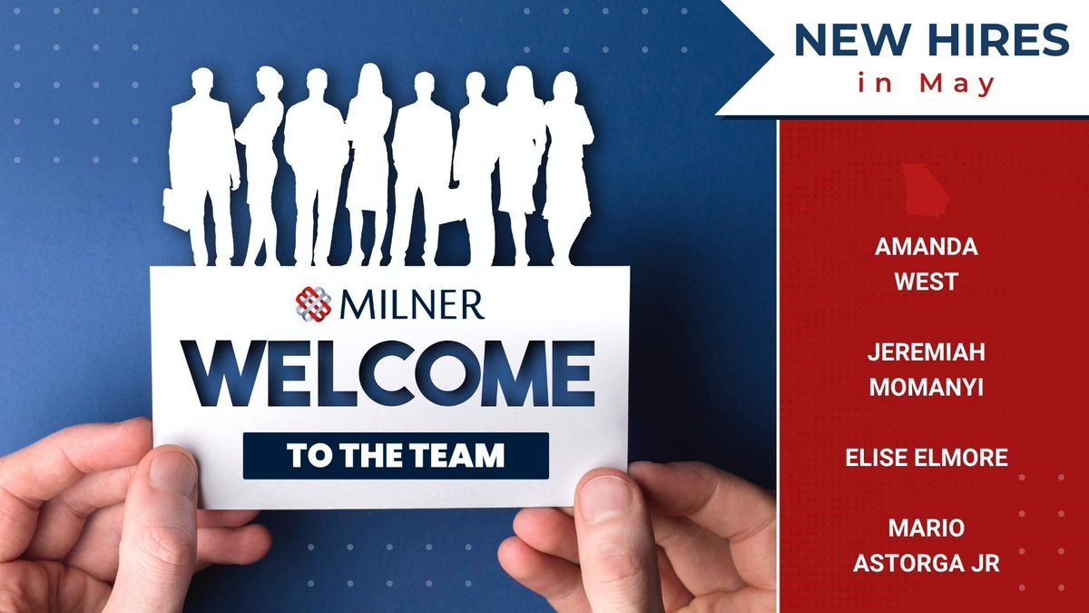 MilnerInc's tweet image. Help us give a warm welcome to our newest employees joining #TeamMilner! 🎉 
Ready to embark on an exciting career journey? We have open positions available in GA, FL, and NC.

Visit hubs.ly/Q01S4GTd0 to explore the opportunities.

#NewHires #OpenPositions #MilnerJobs