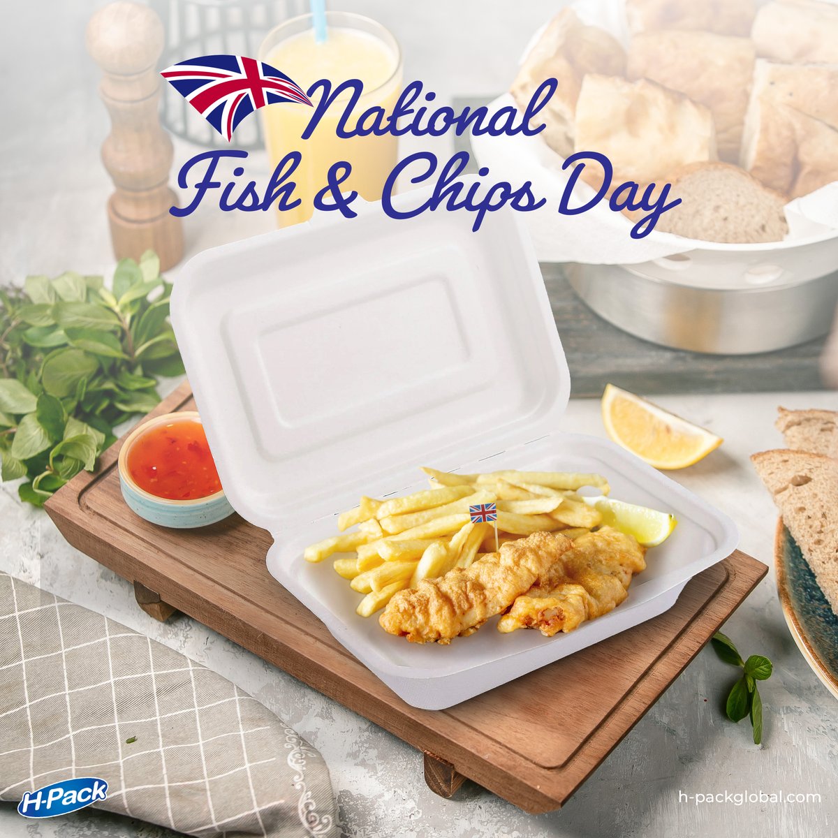 hpackuk's tweet photo. Crunch into sustainability on Fish &amp; Chip Day with our eco-friendly bagasse clamshells!

Let's have a look at our Biodegradable range: https://t.co/HE85xMeVMK

 #NationalFishandChipDay https://t.co/65TcVaEbTn