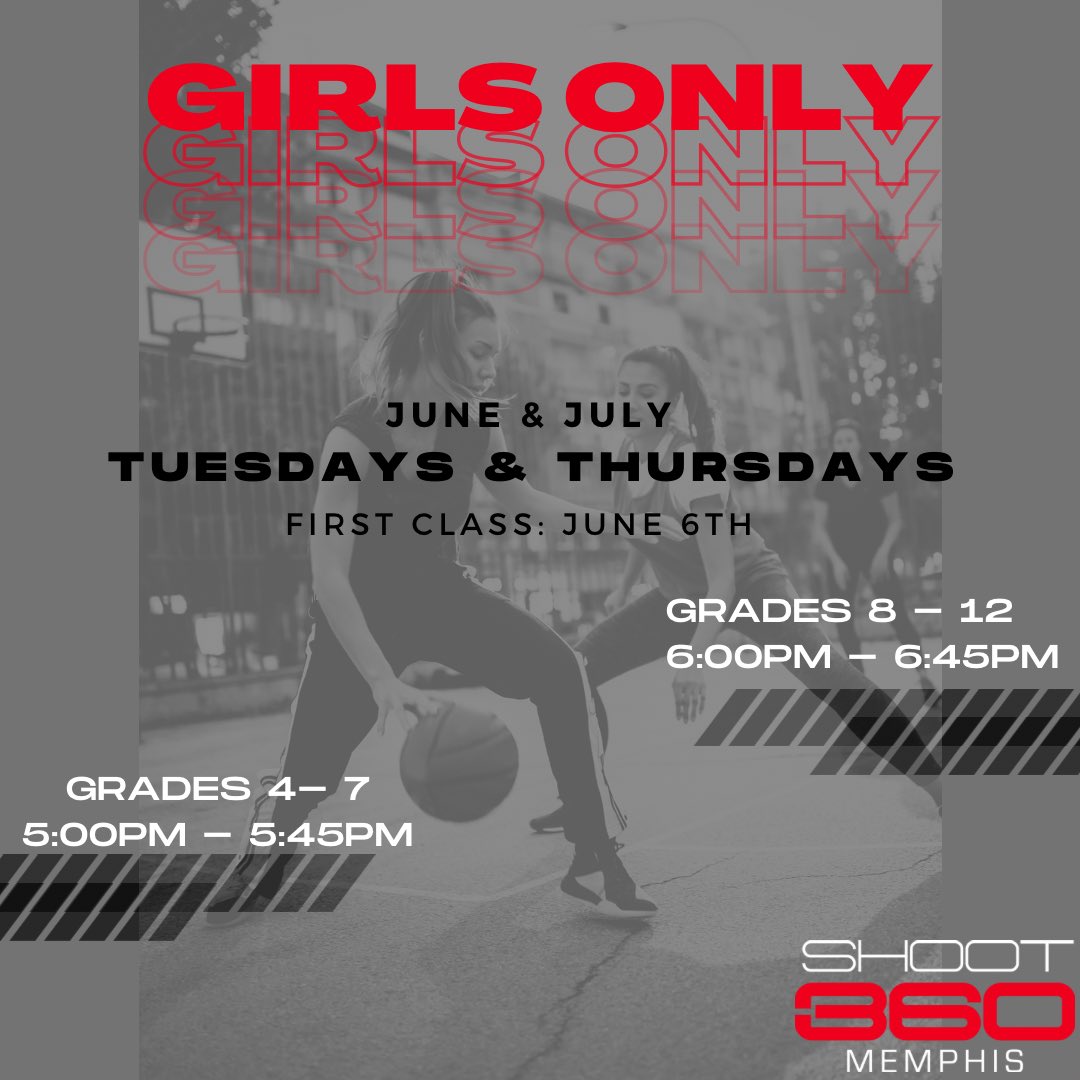‼️LETS GO GIRLS‼️
Join us starting June 6th to come improve your skills and shooting! 🏀💪🏽 
#shoot360 #shoot360memphis #unlockyourgame