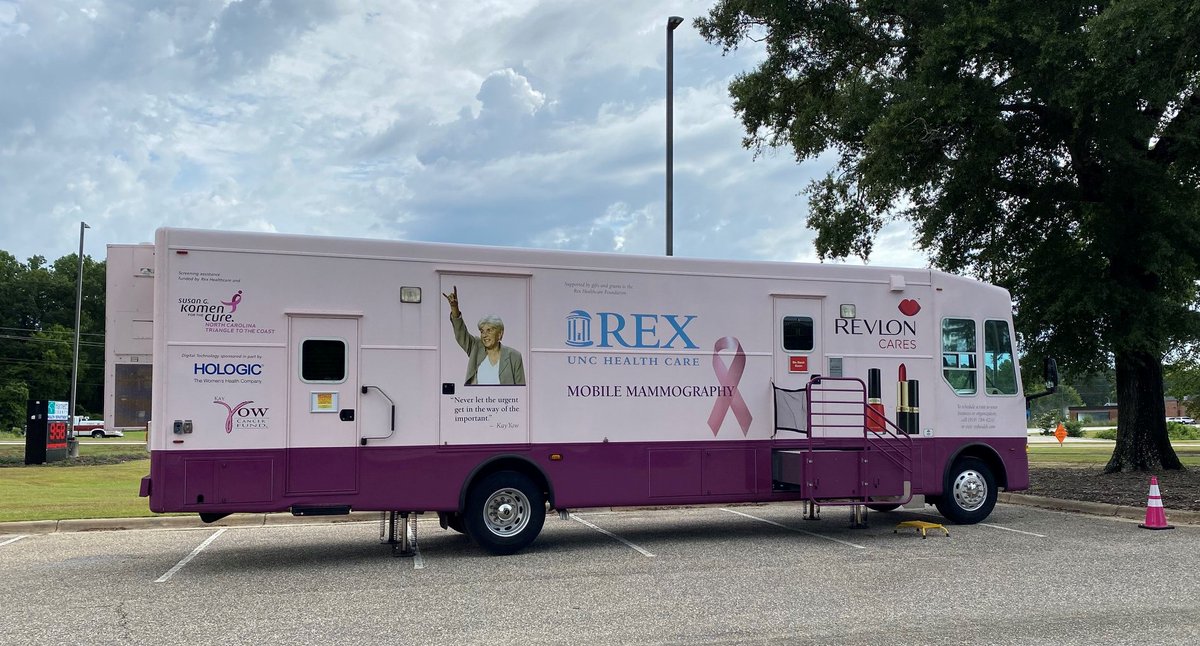 The Rex Mobile Mammography unit is on-site at the Health Department providing access to 3D screening mammograms! Schedule your mammogram by calling 910-814-6225. Pre-registration is required. Applications for screenings can be found online at harnett.org/health
