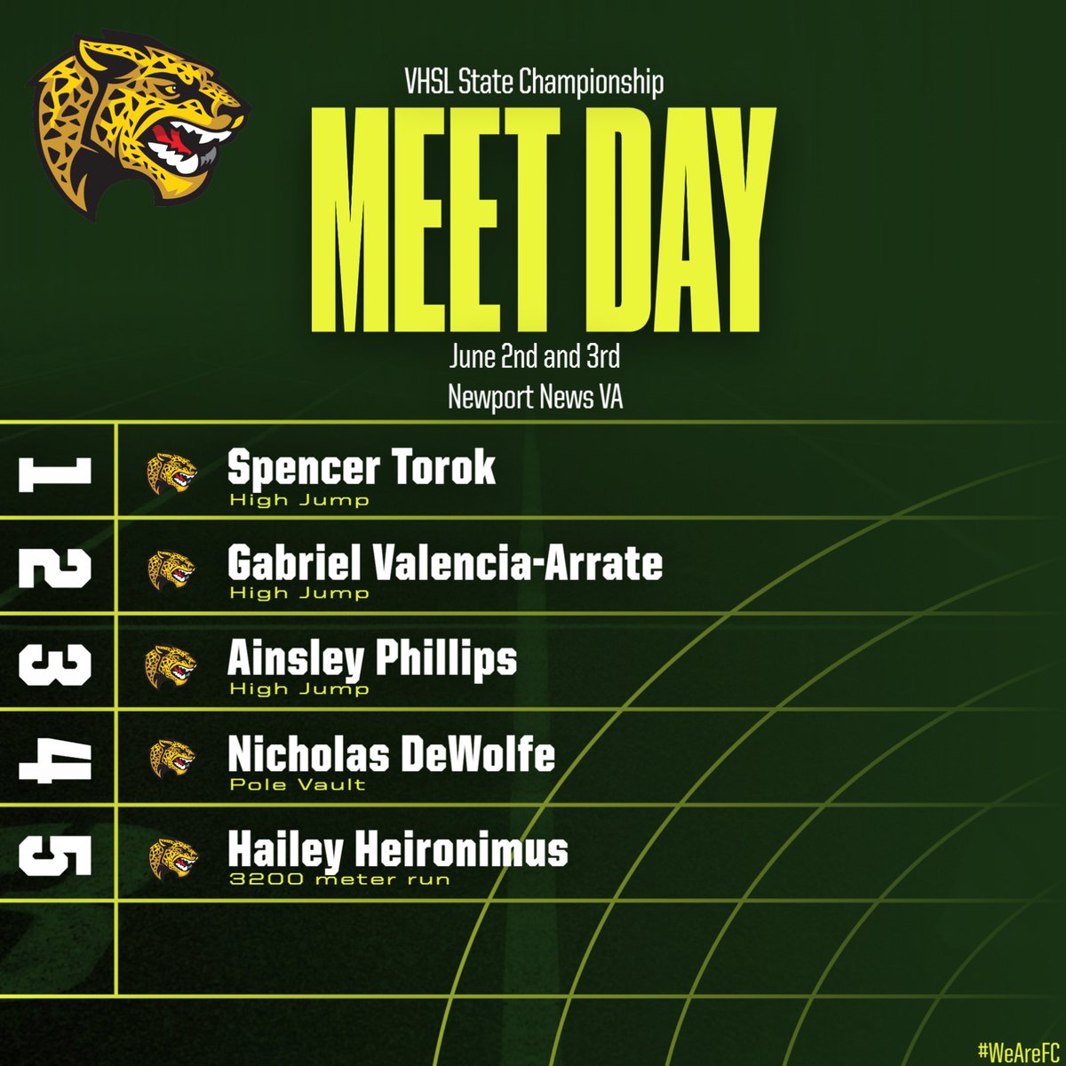 Good Luck to the Jaguars competing today and tomorrow at the state championships!