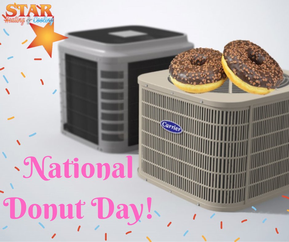 What do Donuts and HVAC have in common?
Nothing, but we love donuts!!! 
Happy National Donut Day! 

#NationalDonutDay 
#fridaymorning #TGIF #FridayFeeling  #FridayVibes 
#happyfriyay 
#hvac #heating #cooling #hvactech #hvacexpert 
#SmallBusiness #localbusiness #familybusiness