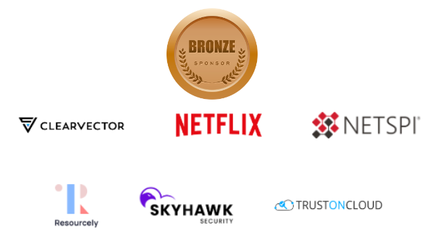 fwdcloudsec's tweet photo. Thank you to our Bronze sponsors: @clearvectorhq, @netflix, @NetSPI, @Resourcely, @SkyhawkCloudSec, and @trustoncloud! https://t.co/xwEZgEFbUI