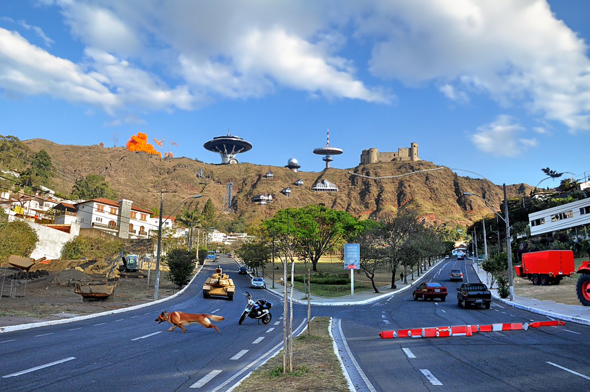 Geta_Fernandes's tweet image. Ontem conheci a AI no Photoshop. 

Algumas alterações são muito perseptíveis, outras nem tanto. 

Um castelo, casas, explosão e torre de TV na serra do curral.  Você arrisca dizer qual carro estava na foto?
E o morador que ta passando por obras no passeio de casa?