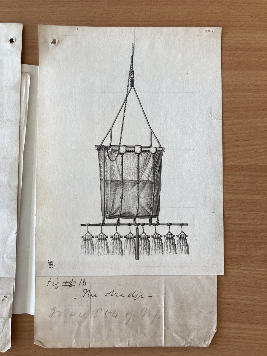 @CRC_EdUni excellent visit to the CRC archives this week. Saw this exquisite drawing by J. J. Wild of dredge used on HMS Challenger 1872-76. 

The expedition dredged coral from 2,900 fathoms (approx 5300 meters) at Station 234 in the W. Pacific. @isdsc8 @HistOcean #oceanhist