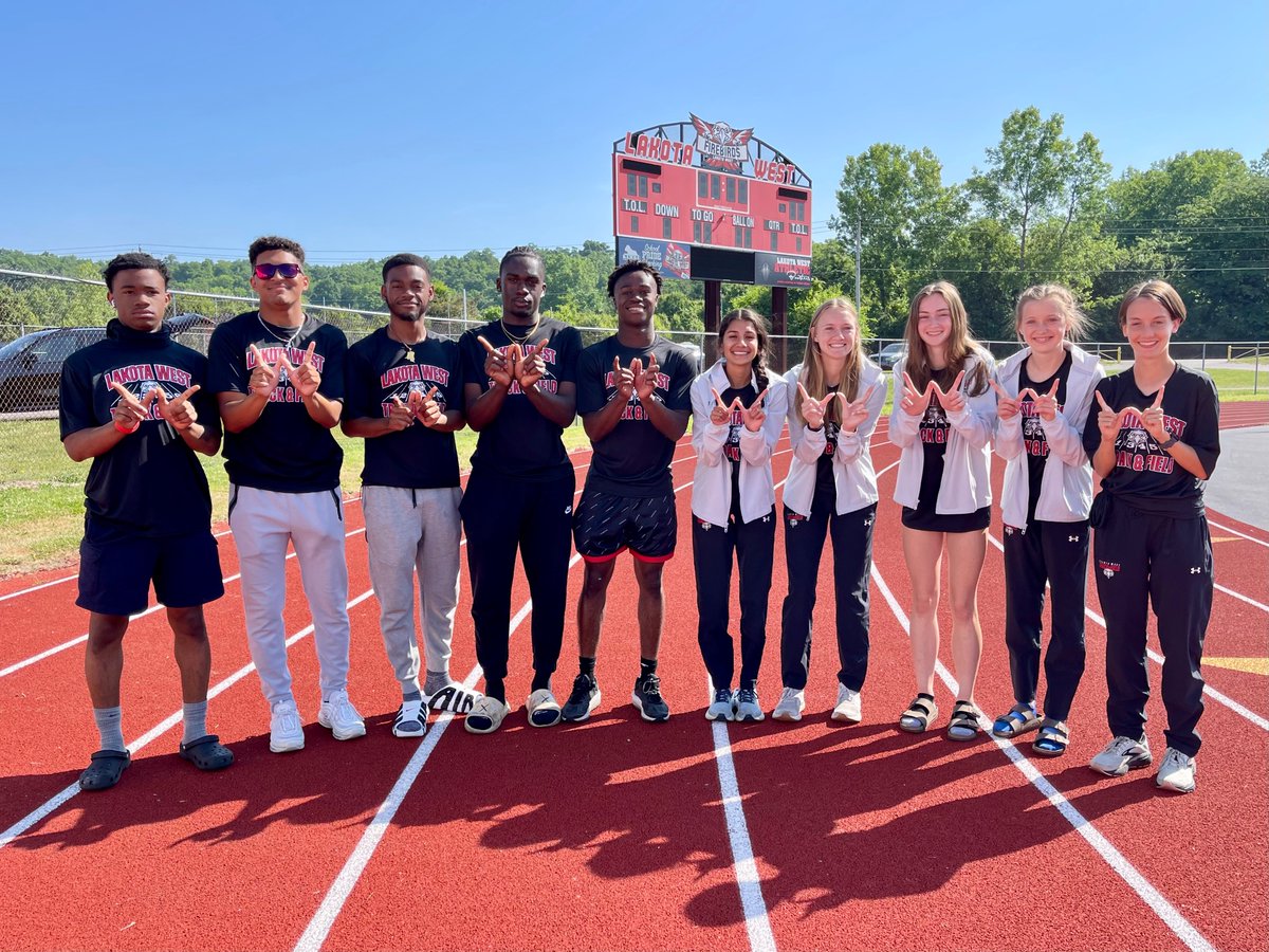 WestTrackField's tweet photo. Off to State we go!!! Big day for the Firebird Track and Field Family!!! Jun McKnight is already competing as we speak in the seated shot put!  
@westfirebirds @LakotaWestAD https://t.co/Qu2LRLk4P3