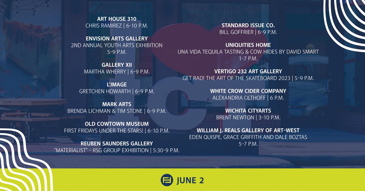 DowntownWichita's tweet image. The #FirstFridayICT local art crawl is TONIGHT! Discover Wichita’s unique art scene during this free event. View all participating locations at FirstFridayICT.org #DowntownWichita