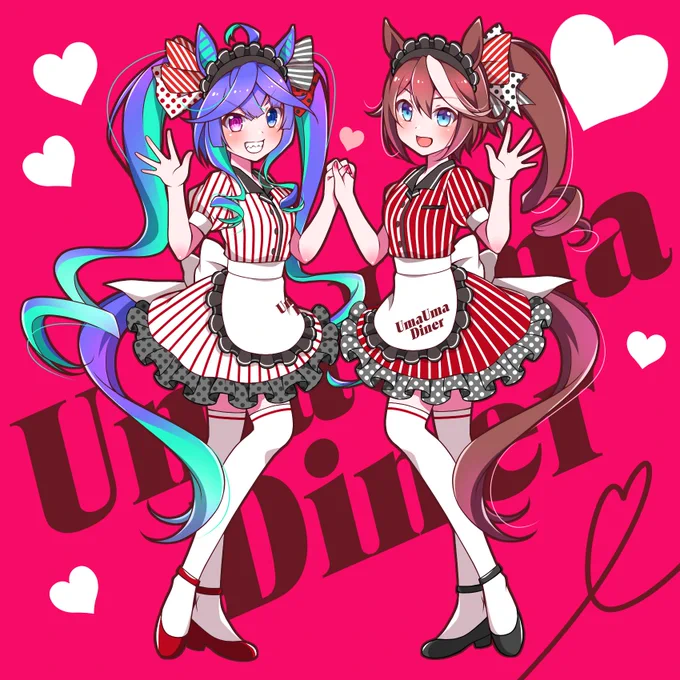 #自分の代表作だと思う絵を一枚だけ選んでみよう  服デザイン、ポップさ、しょっちゅう描かない系だけど私らしい要素みっちり詰めた絵なので!  この先の強みにしたいので服デザインする機会増やそうと思ってる。