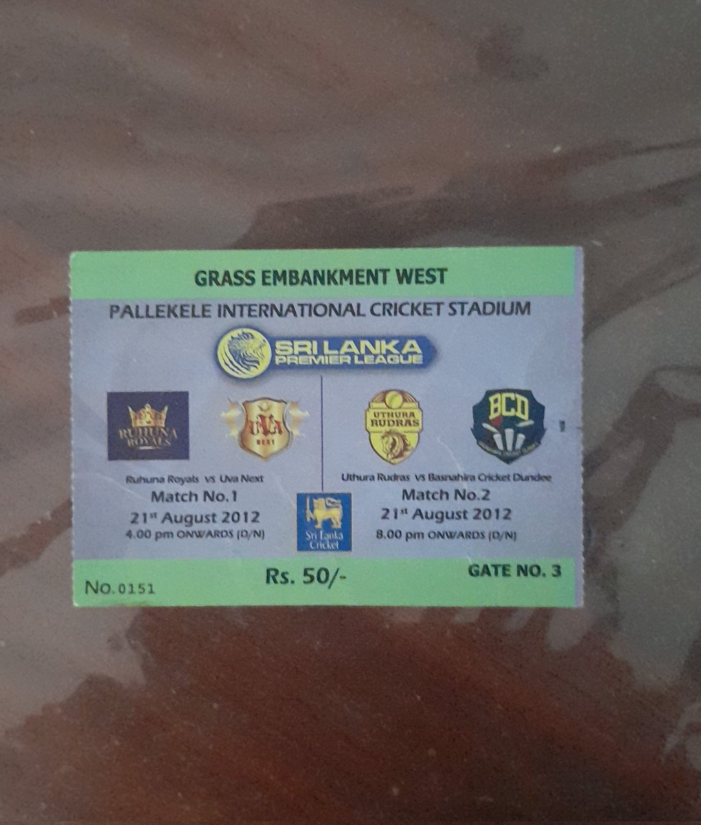 Found an OG league of @LPLT20 (SLPL) ticket which was in 2012 🕒  

Back then SLPL was a mess with Financial flaws and Administration issues in SLC 🚫

I'm glad about the success of the new 'Lanka Premier League' ✅️

#cricket #CricketTwitter #SriLanka 
#LPLT20 #LPL2023 #SLvAFG
