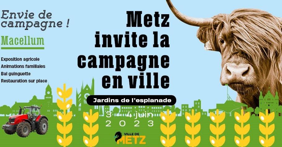 𝕄𝔸ℂ𝔼𝕃𝕃𝕌𝕄 - « La #campagne s'invite en #ville ! »
C'est demain et dimanche que se déroulera la grande fête agricole au Jardin de l’Esplanade à #Metz !
De nombreuses animations sont prévues tout au long du week-end.
Pour plus d'informations : metz.fr/agenda/
