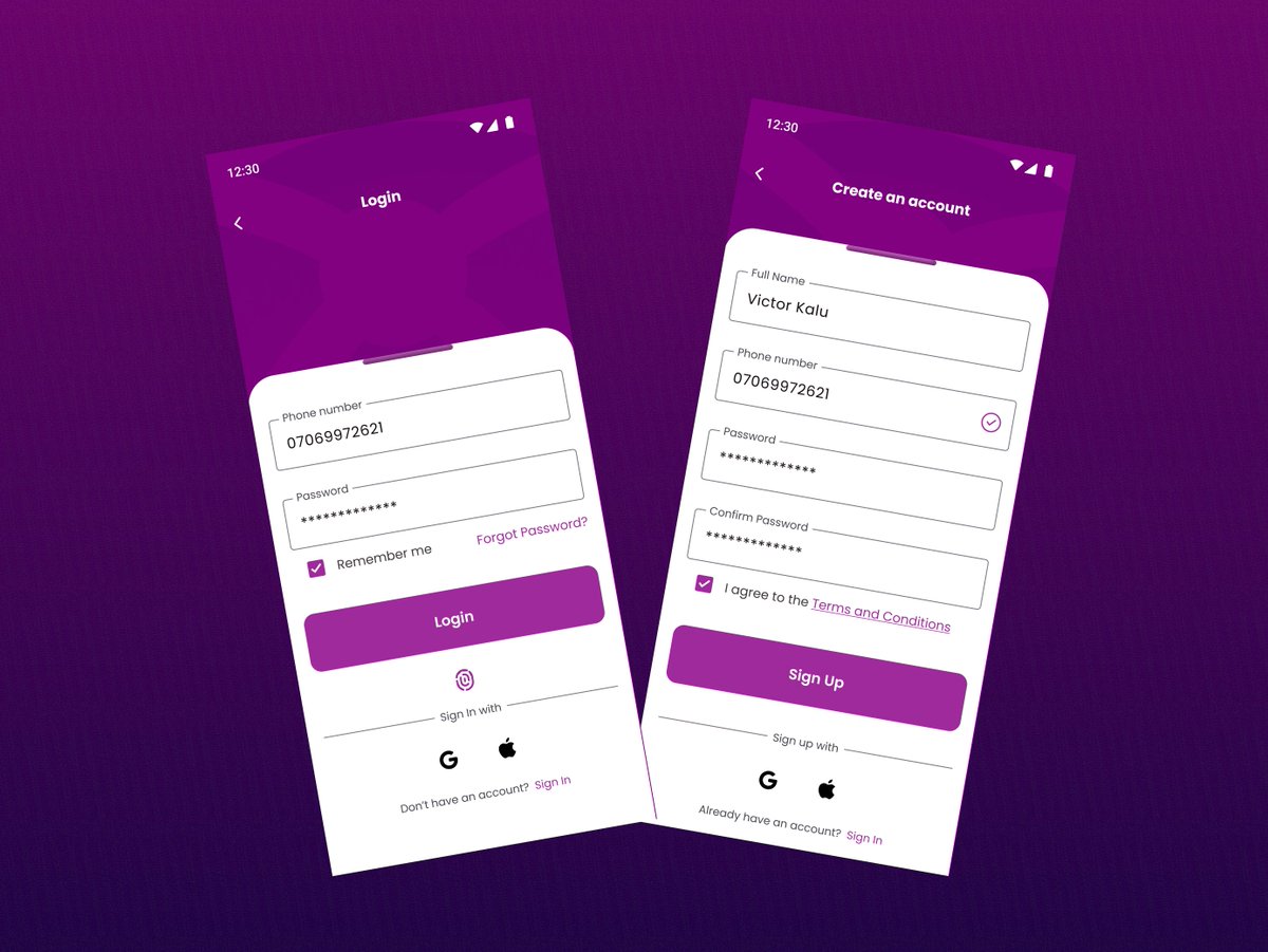 #login and #signup screen #MobileApp #uidesign 
Do well to leave a ❤️
#uiux #uidesigner #figma #productdesign #productdesigner #figmadesign #figmadesigner #like #follow #FYP