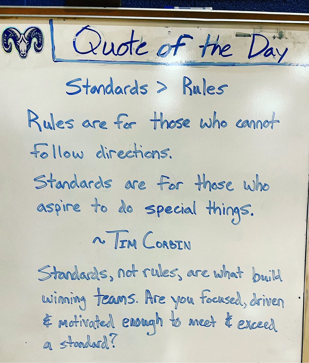 Meet and exceed the Standard. I’ve never been a fan of ‘rules’. You give little kids rules because they lack the maturity to follow directions. 

Standards are expectations. You CHOOSE what to do. You’re expected to meet them if you desire a specific result.