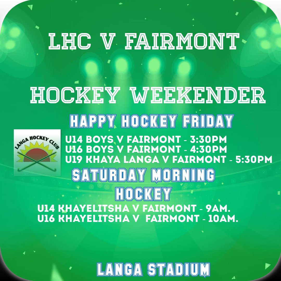 Hockey at its BEST.
<a href="/WPBoys_Hockey/">WPBoysHockey</a> HIGH SCHOOL HOCKEY. 
<a href="/HqLanga/">Langa Hockey Club HQ</a> v <a href="/FairmontHockey/">Fairmont Hockey</a> 
<a href="/robertmarawa/">robertmarawa</a>
<a href="/ThabisoMosia/">Member</a> <a href="/damanev_vuyo/">Ryan ®️</a> <a href="/damane_vuyani/">MalikSheik</a> <a href="/owenmaqula/">OWEN</a> <a href="/ssimetu/">Siyabulela Simetu</a> <a href="/BayandaSimetu10/">YUPI</a> <a href="/mpumei18/">mpumei</a>