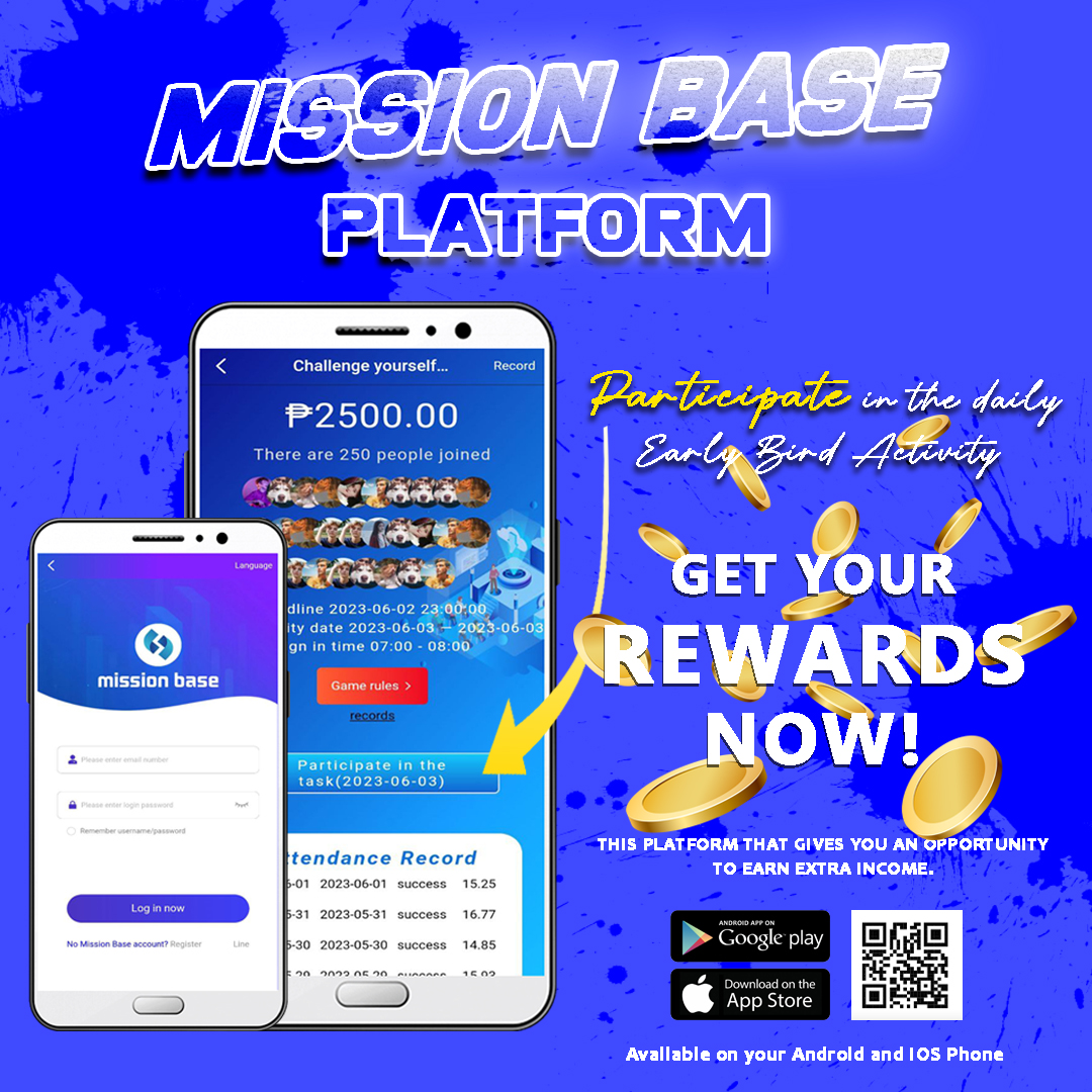 MissionBase01's tweet photo. Earn daily rewards using the Mission Base App! And keep participating the Early Bird Activity. Happy Earning!
Download the App now!
FOR ANDROID PHONE
https://t.co/qXh0IX1DSH...
FOR IOS
https://t.co/1d6tfePK0X...
#MissionBase
#LegitPlatform
#earlybirdtask https://t.co/44Ng8jDeDc