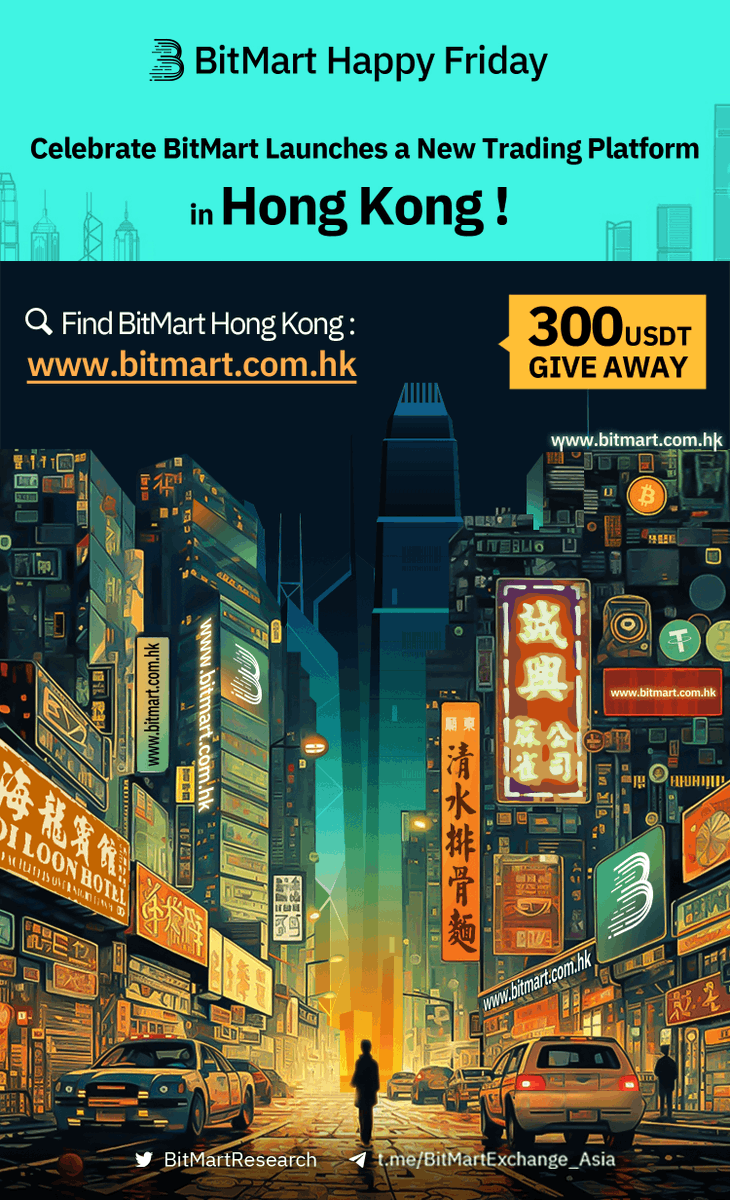 BitMartResearch's tweet photo. 🤩BitMart HAPPY FRIDAY GAME🤩
🎉Celebrate BitMart Launches a New Trading Platform in Hong Kong!

🔍Find https://t.co/sasvkPA91A
🎁300 USDT 

🔹Follow @BitMartResearch @BitMartExchange 
🔹Fill https://t.co/Cdmme3Jpn7
🔹RT & Tag 3 frds
🔹Join https://t.co/ND3qqJzS3M

 #Airdrop #Crypto #Giveaway #BTC