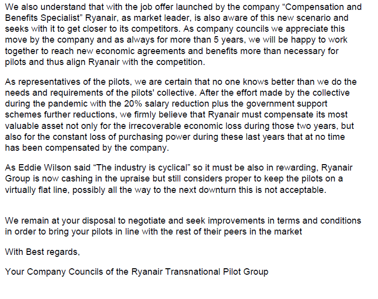Ryanair Transnational Pilot Group tweet media