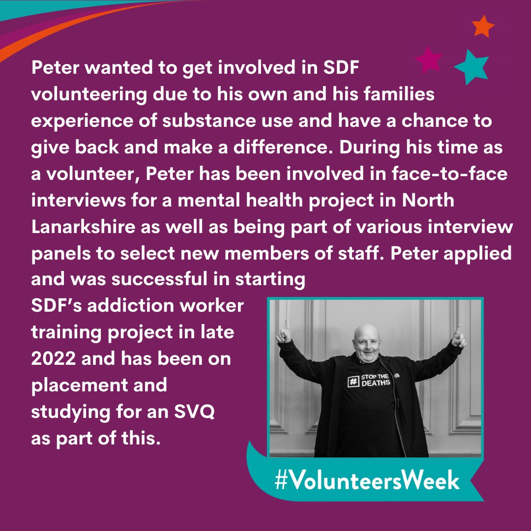 Over #VolunteersWeek we will be sharing the stories and experiences of volunteering with SDF. First up is Peter who began volunteering with SDF in early 2022 after 14 years in recovery, having spent time volunteering in his local community and for other recovery organisations.