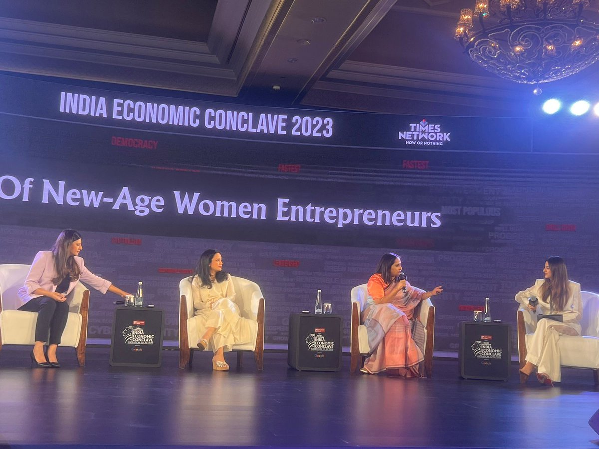 ETNOWlive's tweet photo. #TNIEC | Role Of New-Age Women Entrepreneurs
Rashi Narang (CEO & Founder, Heads Up For Tails), Neha Barjatya (Marketing Director, Google India), Meghana Narayan (Co-Founder, Wholsum Foods (Slurrp Farm) at India Economic Conclave
#Internetsaathi #womenwill @idfcfirstbank https://t.co/l33kX1GLDq