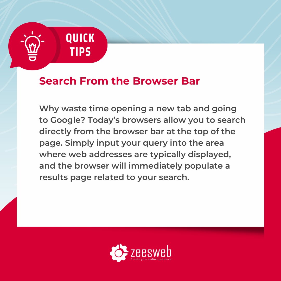 Search From the Browser Bar

#techtips #technology #tech #technews #technologynews #techtricks #itsolutions #enterprise #techtalk #techgadgets #tipsandtricks #techlifestyle #primitivetechnology #instatech #windows #smartphone #tips #browser #broswertips