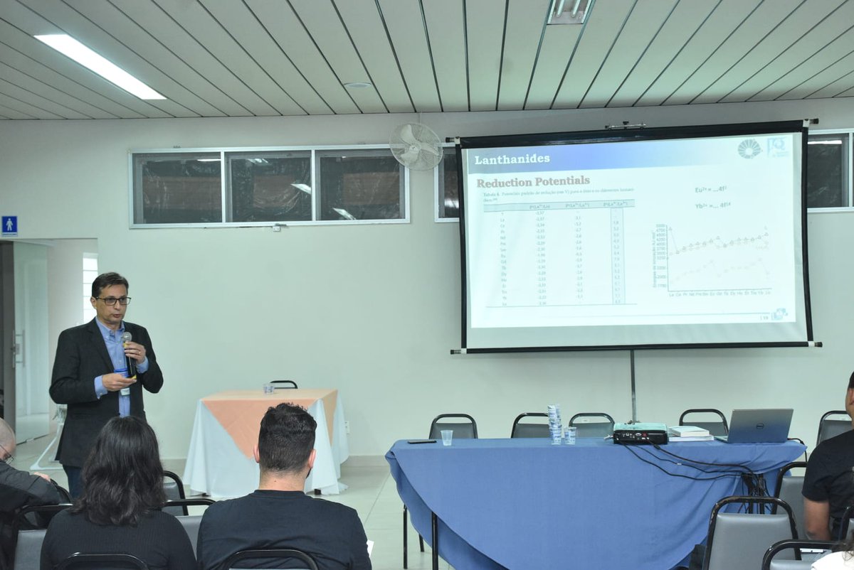 Lanthanides: Chemistry, Luminescence and Applications. 6 hours classes given by Professor Fernando Sigoli and Airton Bispo Júnior (PD Fapesp) during the 46a Annual Meeting of the Brazilian Chemistry Society. May 2023.Thanks to all 50 students and  to Inorganic Chemistry Division!