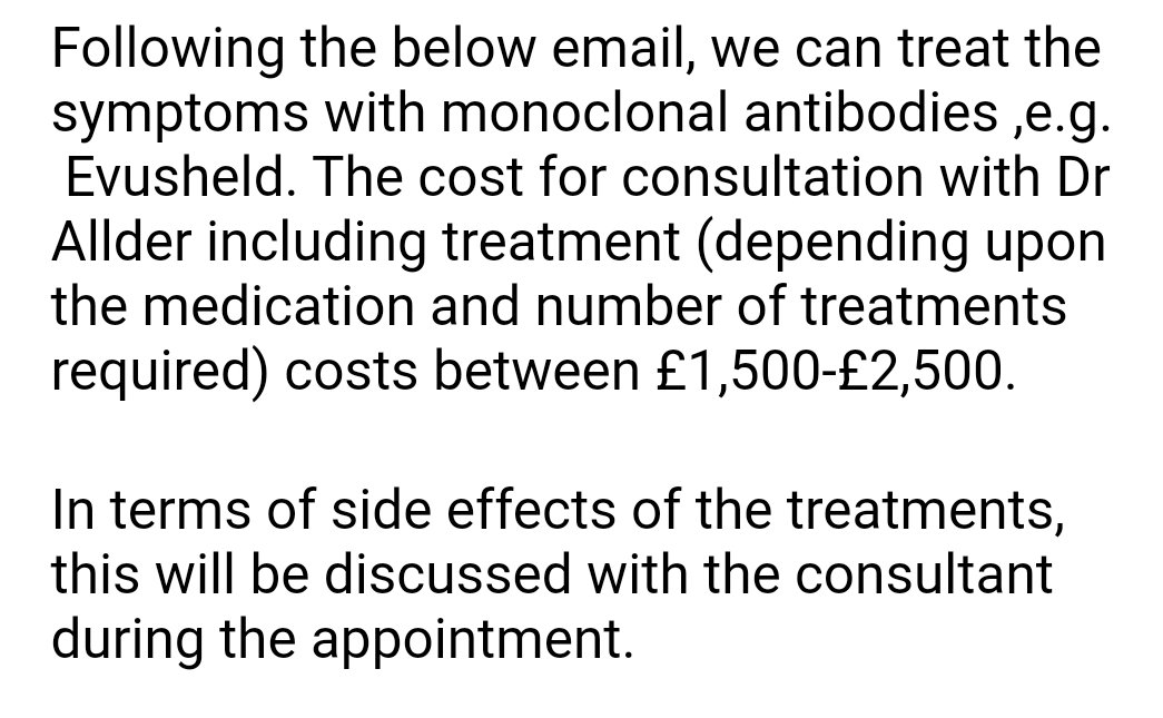 @ShaneyWright  @drclairetaylor @dbkell Got this reply to my query about the new Attomarker test and how they treat antibody deficiency.  You could end up spending £4000+ for Evusheld!