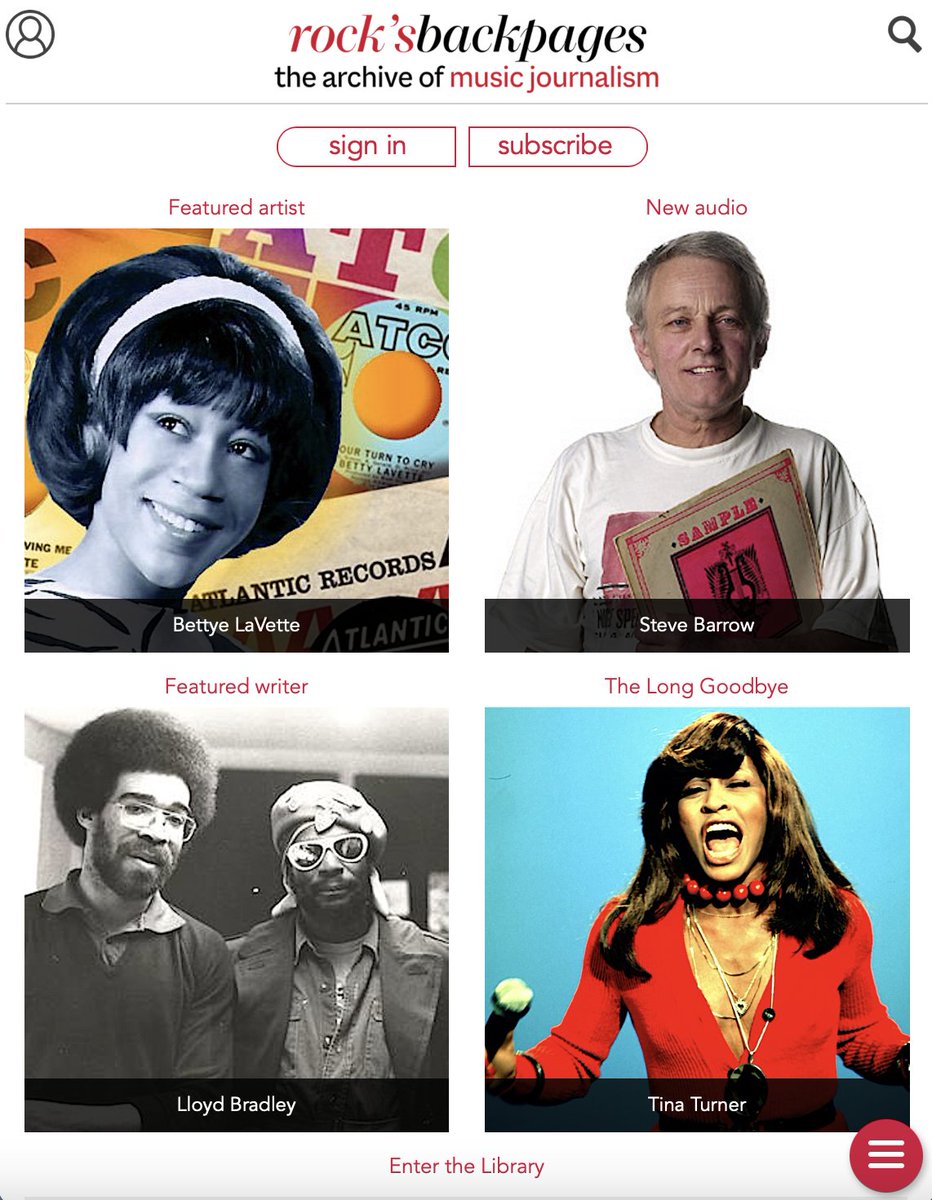 Rock's Backpages (@rocksbackpages) on Twitter photo On the new RBP home page we're celebrating <a href="/BettyeLaVette/">Bettye LaVette</a>, spotlighting <a href="/lloydbradley4/">lloyd bradley</a> and mourning <a href="/tinaturner/">Tina Turner</a>. Subscribers can read over 50 great new library articles and listen to a 1998 audio interview with Blood & Fire's Steve Barrow... rocksbackpages.com On the new RBP home page we're celebrating <a href="/BettyeLaVette/">Bettye LaVette</a>, spotlighting <a href="/lloydbradley4/">lloyd bradley</a> and mourning <a href="/tinaturner/">Tina Turner</a>. Subscribers can read over 50 great new library articles and listen to a 1998 audio interview with Blood & Fire's Steve Barrow... rocksbackpages.com