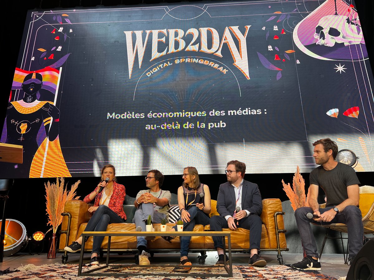 What a great time on stage with <a href="/bzante/">Benoit Zante</a>, <a href="/marionwyss/">Marion Wyss</a> (<a href="/PooolTech/">Poool</a>), <a href="/labastire/">Adrien Labastire</a> (<a href="/kesselfr/">Kessel</a>), <a href="/LouGsr/">Lou Grasser</a> (<a href="/lemondefr/">Le Monde</a>). Really exciting to see so many media organisations pioneering diversified (and different) revenue streams. #Web2Day <a href="/web2day/">Web2day</a>