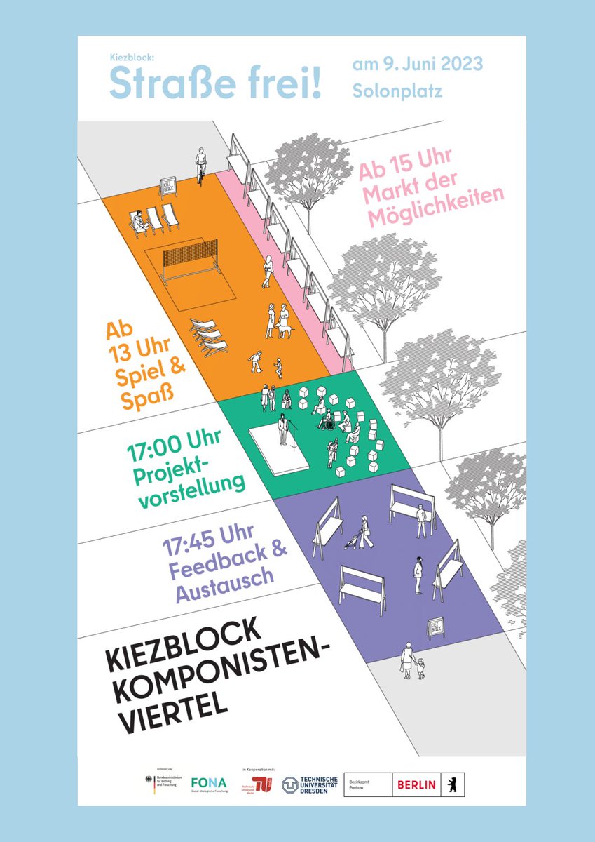 BA_Pankow's tweet photo. Im #Komponistenviertel in #Weißensee entsteht der erste #Pankow​er #Kiezblock. Wir laden euch zum gemeinsamen Austausch ein und wollen mit vielen bunten Aktivitäten den Kiez als Ort der Begegnungen feiern.
📆09.06.23
⏰ab 13 Uhr
📍Solonplatz Weißensee
👉https://t.co/uTvG8iL9ZA https://t.co/7DvdL3IKqi