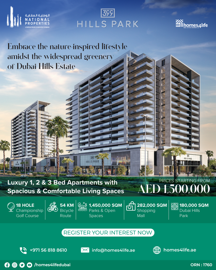 Experience the epitome of luxury living in Dubai Hills Estate with 399 Hills Park. These meticulously furnished 1, 2 &amp; 3 bed apartments embody elegance, boasting breathtaking views and designer amenities. Nestled within a prestigious neighborhood, surrounded by the beauty of natu