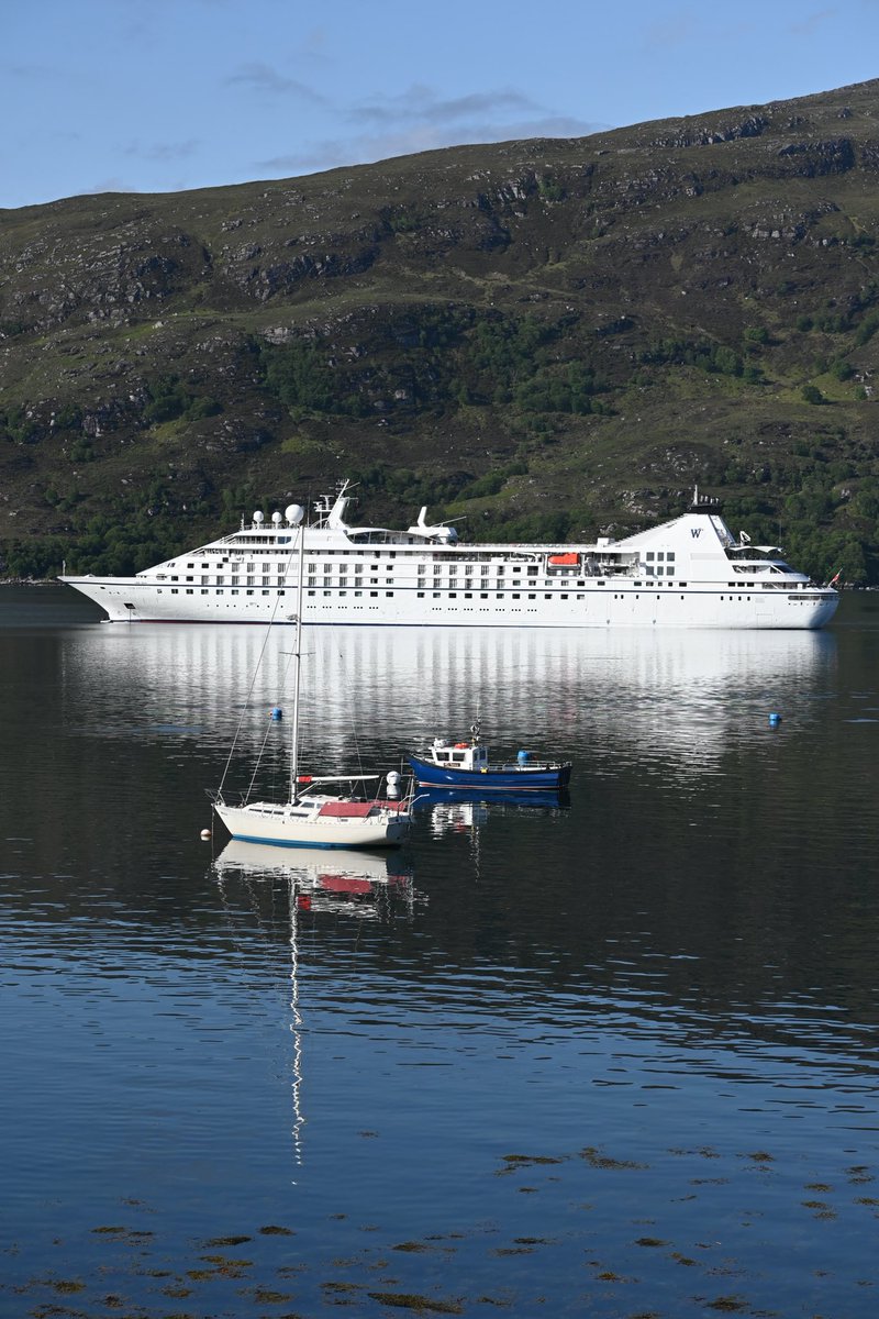 Breakfast view in Ullapool  - @WindstarCruises Star Legend in Loch Broom… #NC500 #cruiseship